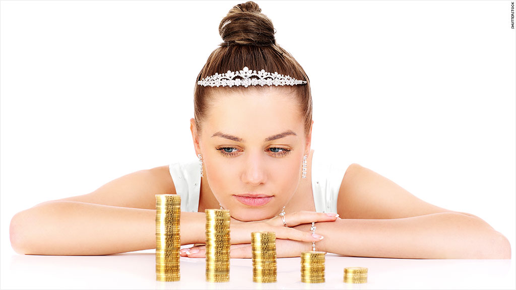 A beautiful Quinceanera, a woman sitting at a table with stacks of coins